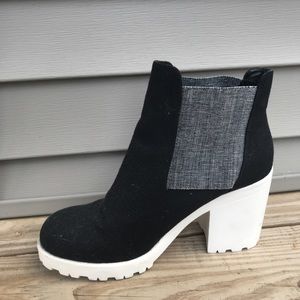 Booties (grey, black, white heel)